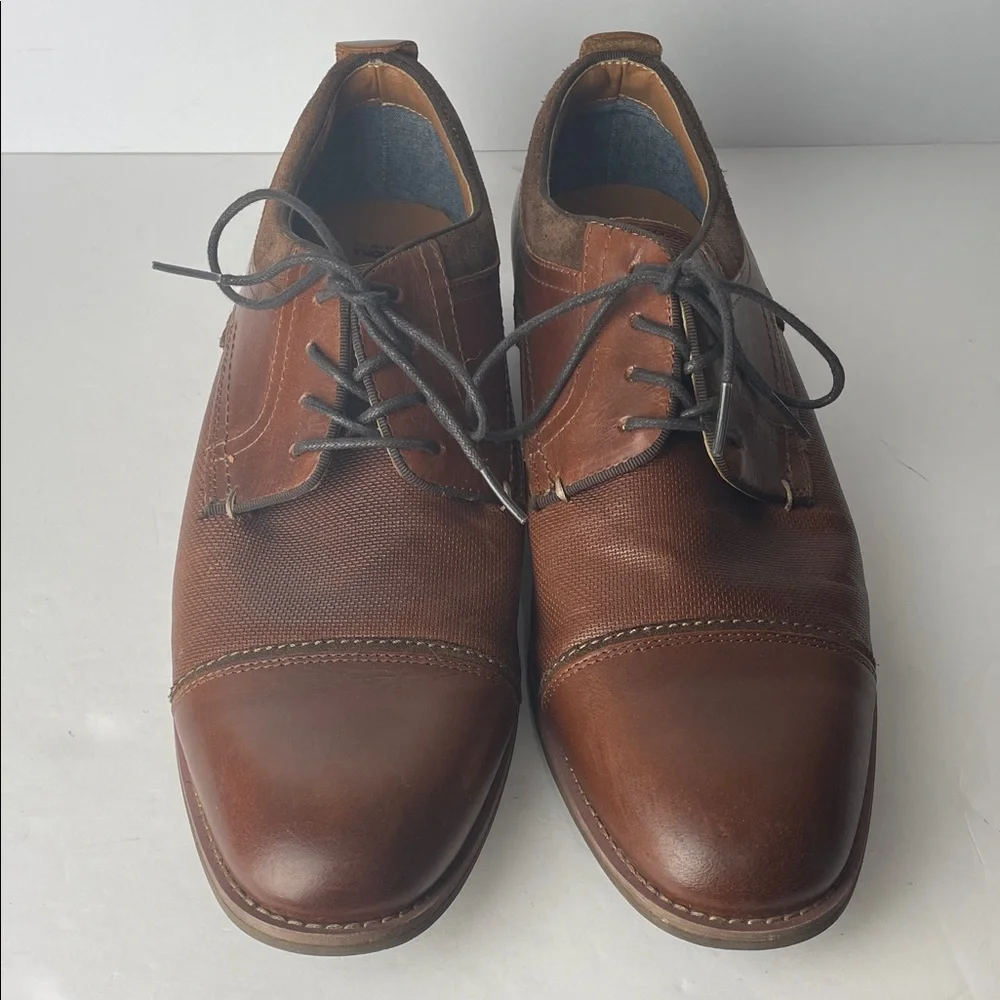 Sonoma Brown Leather Cap-Toe Dress Shoes